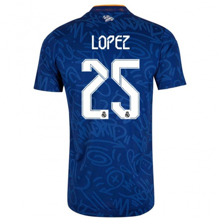 Niño Fútbol Camiseta Luis Lopez #25 Azul Oscuro 2ª Equipación 2021/22 Camisa Chile
