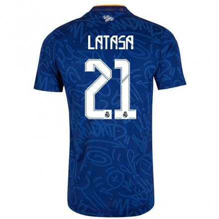 Niño Fútbol Camiseta Juanmi Latasa #21 Azul Oscuro 2ª Equipación 2021/22 Camisa Chile