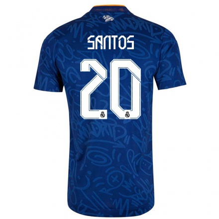 Niño Fútbol Camiseta Sergio Santos #20 Azul Oscuro 2ª Equipación 2021/22 Camisa Chile