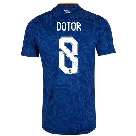 Niño Fútbol Camiseta Carlos Dotor #8 Azul Oscuro 2ª Equipación 2021/22 Camisa Chile