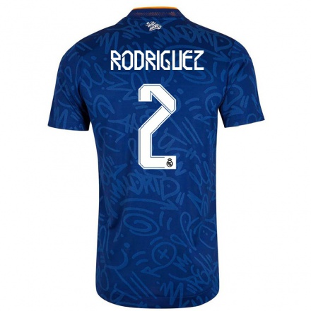 Niño Fútbol Camiseta Guillem Rodriguez #2 Azul Oscuro 2ª Equipación 2021/22 Camisa Chile