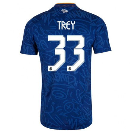 Niño Fútbol Camiseta Thompkins Trey #33 Azul Oscuro 2ª Equipación 2021/22 Camisa Chile
