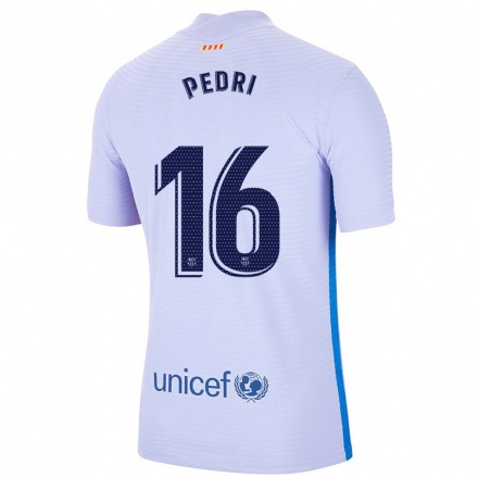 Niño Fútbol Camiseta Pedri #16 Violeta Claro 2ª Equipación 2021/22 Camisa Chile
