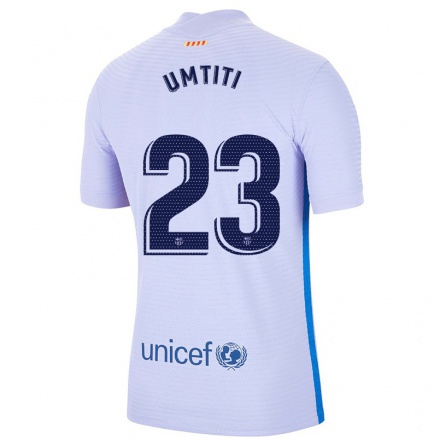 Niño Fútbol Camiseta Samuel Umtiti #23 Violeta Claro 2ª Equipación 2021/22 Camisa Chile