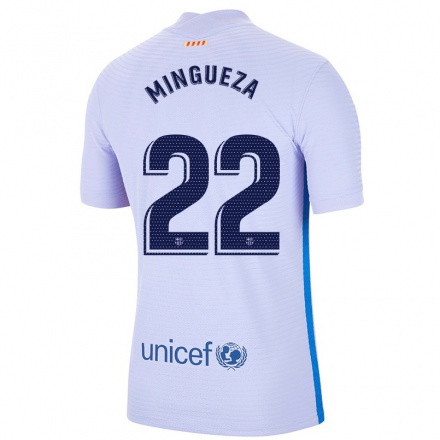 Niño Fútbol Camiseta Oscar Mingueza #22 Violeta Claro 2ª Equipación 2021/22 Camisa Chile
