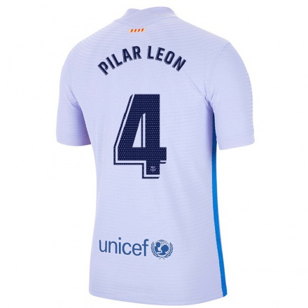 Niño Fútbol Camiseta Maria Pilar Leon #4 Violeta Claro 2ª Equipación 2021/22 Camisa Chile