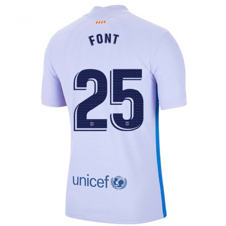 Niño Fútbol Camiseta Gemma Font #25 Violeta Claro 2ª Equipación 2021/22 Camisa Chile