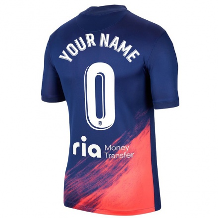 Niño Fútbol Camiseta Tu Nombre #0 Azul Oscuro Naranja 2ª Equipación 2021/22 Camisa Chile