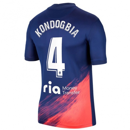 Niño Fútbol Camiseta Geoffrey Kondogbia #4 Azul Oscuro Naranja 2ª Equipación 2021/22 Camisa Chile