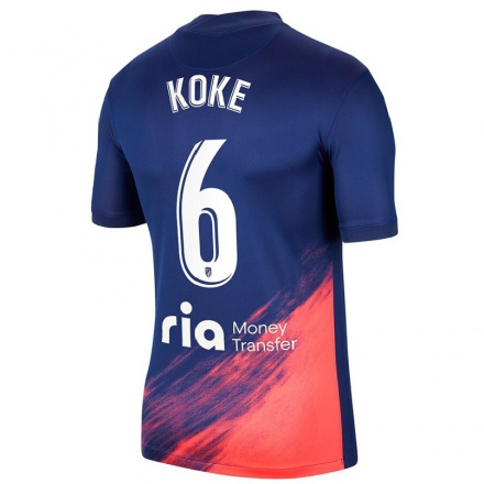 Niño Fútbol Camiseta Koke #6 Azul Oscuro Naranja 2ª Equipación 2021/22 Camisa Chile
