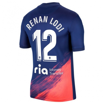 Niño Fútbol Camiseta Renan Lodi #12 Azul Oscuro Naranja 2ª Equipación 2021/22 Camisa Chile