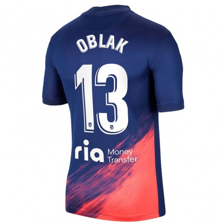 Niño Fútbol Camiseta Jan Oblak #13 Azul Oscuro Naranja 2ª Equipación 2021/22 Camisa Chile