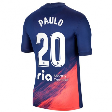 Niño Fútbol Camiseta Marcos Paulo #20 Azul Oscuro Naranja 2ª Equipación 2021/22 Camisa Chile