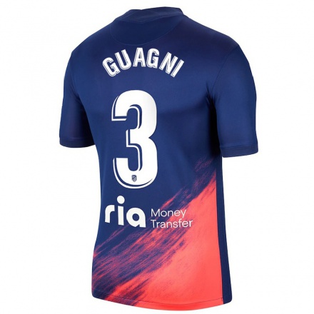Niño Fútbol Camiseta Alia Guagni #3 Azul Oscuro Naranja 2ª Equipación 2021/22 Camisa Chile