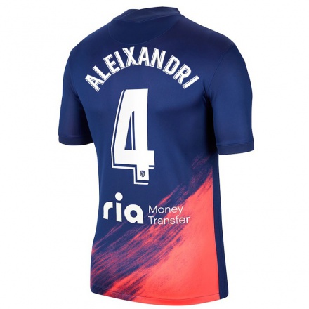 Niño Fútbol Camiseta Laia Aleixandri #4 Azul Oscuro Naranja 2ª Equipación 2021/22 Camisa Chile