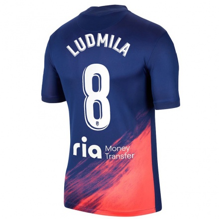 Niño Fútbol Camiseta Ludmila #8 Azul Oscuro Naranja 2ª Equipación 2021/22 Camisa Chile