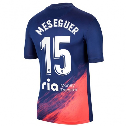 Niño Fútbol Camiseta Silvia Meseguer #15 Azul Oscuro Naranja 2ª Equipación 2021/22 Camisa Chile