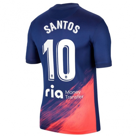 Niño Fútbol Camiseta Leicy Santos #10 Azul Oscuro Naranja 2ª Equipación 2021/22 Camisa Chile