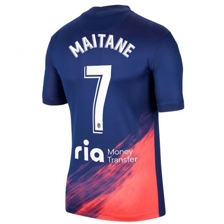 Niño Fútbol Camiseta Maitane Lopez #7 Azul Oscuro Naranja 2ª Equipación 2021/22 Camisa Chile
