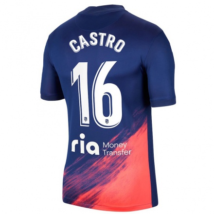 Niño Fútbol Camiseta Oscar Castro #16 Azul Oscuro Naranja 2ª Equipación 2021/22 Camisa Chile