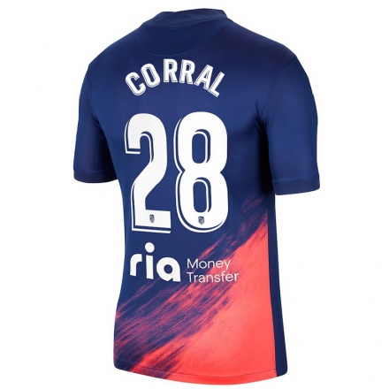 Niño Fútbol Camiseta Adrian Corral #28 Azul Oscuro Naranja 2ª Equipación 2021/22 Camisa Chile
