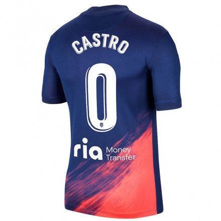 Niño Fútbol Camiseta Oscar Castro #0 Azul Oscuro Naranja 2ª Equipación 2021/22 Camisa Chile