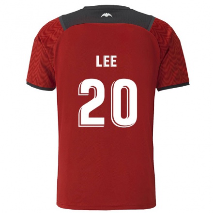 Niño Fútbol Camiseta Kang-in Lee #20 Rojo Oscuro 2ª Equipación 2021/22 Camisa Chile