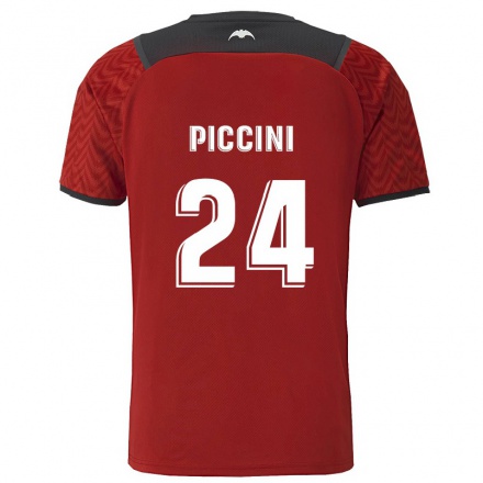 Niño Fútbol Camiseta Cristiano Piccini #24 Rojo Oscuro 2ª Equipación 2021/22 Camisa Chile