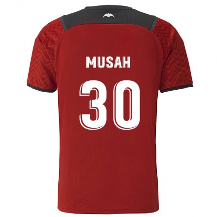 Niño Fútbol Camiseta Yunus Musah #30 Rojo Oscuro 2ª Equipación 2021/22 Camisa Chile
