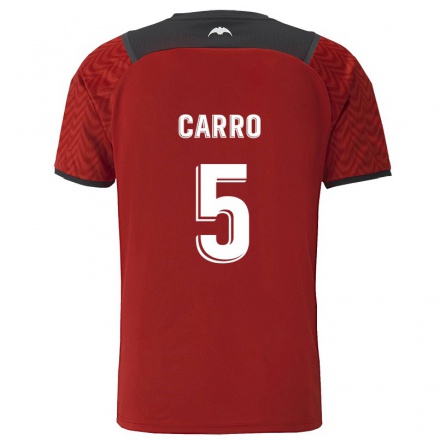 Niño Fútbol Camiseta Marta Carro #5 Rojo Oscuro 2ª Equipación 2021/22 Camisa Chile