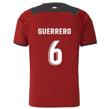 Niño Fútbol Camiseta Paula Guerrero #6 Rojo Oscuro 2ª Equipación 2021/22 Camisa Chile