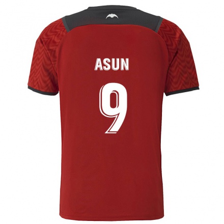 Niño Fútbol Camiseta Asun #9 Rojo Oscuro 2ª Equipación 2021/22 Camisa Chile