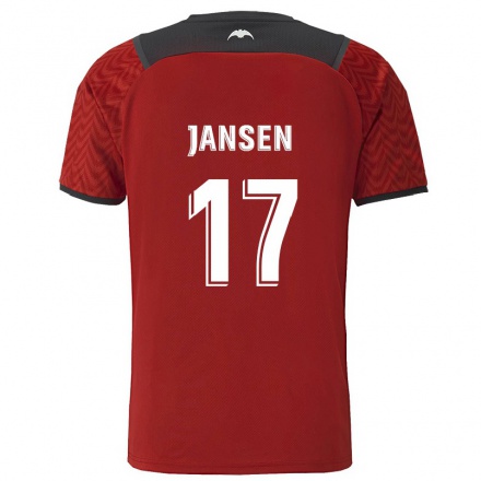 Niño Fútbol Camiseta Ellen Jansen #17 Rojo Oscuro 2ª Equipación 2021/22 Camisa Chile