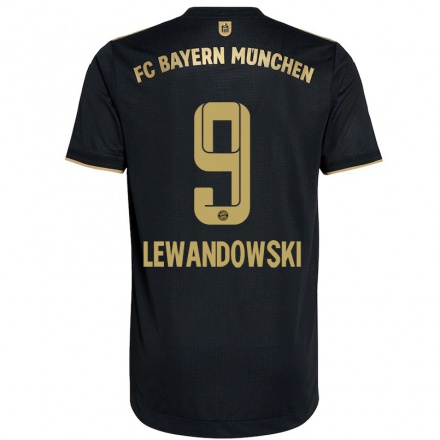 Niño Fútbol Camiseta Robert Lewandowski #9 Negro 2ª Equipación 2021/22 Camisa Chile