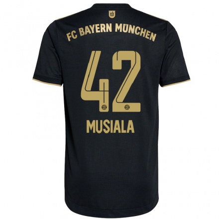 Niño Fútbol Camiseta Jamal Musiala #42 Negro 2ª Equipación 2021/22 Camisa Chile