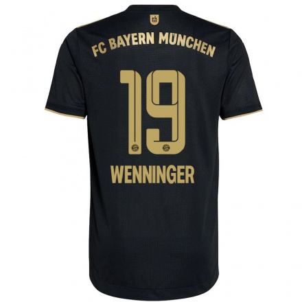 Niño Fútbol Camiseta Carina Wenninger #19 Negro 2ª Equipación 2021/22 Camisa Chile