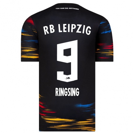Niño Fútbol Camiseta Louise Ringsing #9 Negro Amarillo 2ª Equipación 2021/22 Camisa Chile
