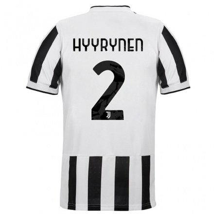 Niño Fútbol Camiseta Tuija Hyyrynen #2 Blanco Negro 1ª Equipación 2021/22 Camisa Chile