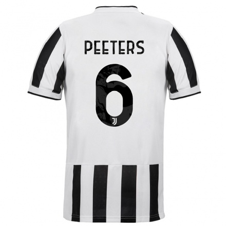 Niño Fútbol Camiseta Daouda Peeters #6 Blanco Negro 1ª Equipación 2021/22 Camisa Chile