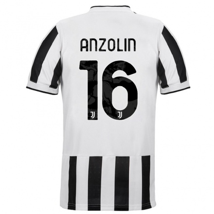 Niño Fútbol Camiseta Matteo Anzolin #16 Blanco Negro 1ª Equipación 2021/22 Camisa Chile
