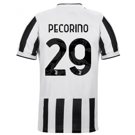 Niño Fútbol Camiseta Emanuele Pecorino #29 Blanco Negro 1ª Equipación 2021/22 Camisa Chile