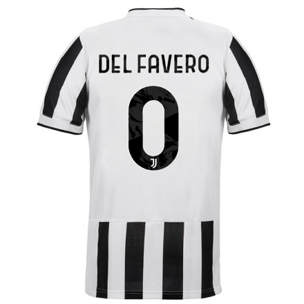 Niño Fútbol Camiseta Mattia Del Favero #0 Blanco Negro 1ª Equipación 2021/22 Camisa Chile