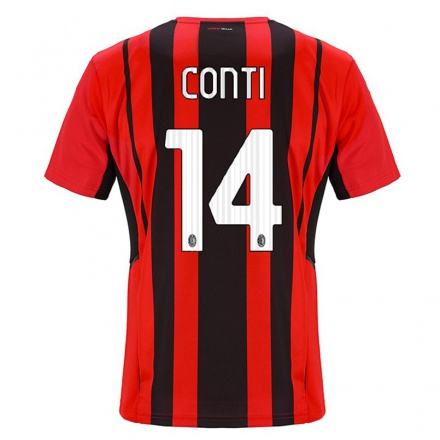 Niño Fútbol Camiseta Andrea Conti #14 Negro Rojo 1ª Equipación 2021/22 Camisa Chile