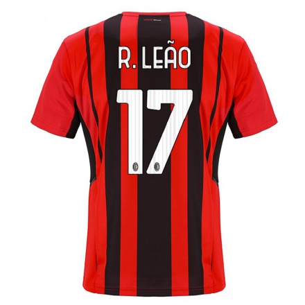 Niño Fútbol Camiseta Rafael Leao #17 Negro Rojo 1ª Equipación 2021/22 Camisa Chile