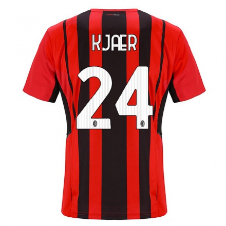 Niño Fútbol Camiseta Simon Kjaer #24 Negro Rojo 1ª Equipación 2021/22 Camisa Chile