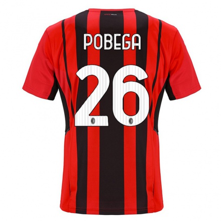 Niño Fútbol Camiseta Tommaso Pobega #26 Negro Rojo 1ª Equipación 2021/22 Camisa Chile