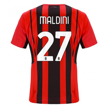 Niño Fútbol Camiseta Daniel Maldini #27 Negro Rojo 1ª Equipación 2021/22 Camisa Chile