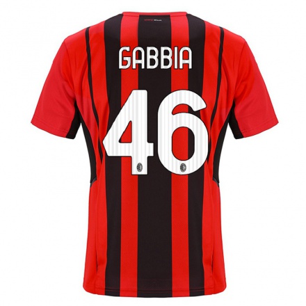 Niño Fútbol Camiseta Matteo Gabbia #46 Negro Rojo 1ª Equipación 2021/22 Camisa Chile