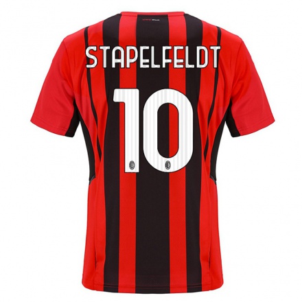 Niño Fútbol Camiseta Nina Stapelfeldt #10 Negro Rojo 1ª Equipación 2021/22 Camisa Chile