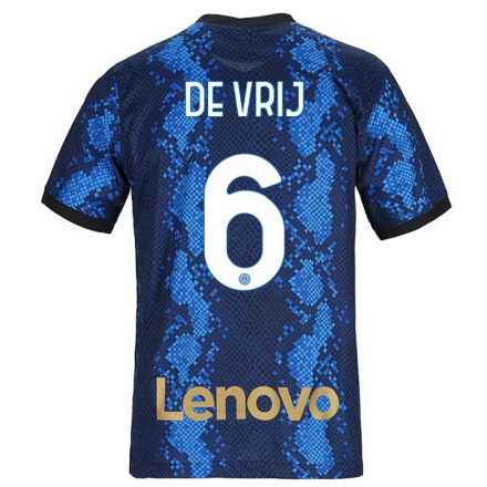 Niño Fútbol Camiseta Stefan de Vrij #6 Azul Oscuro 1ª Equipación 2021/22 Camisa Chile